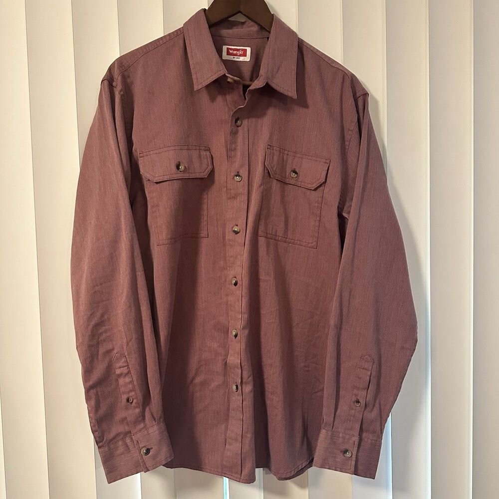 Wrangler Western Shirt Mens L Red Button Up Long Sleeve Cowboy Ranch Workwear